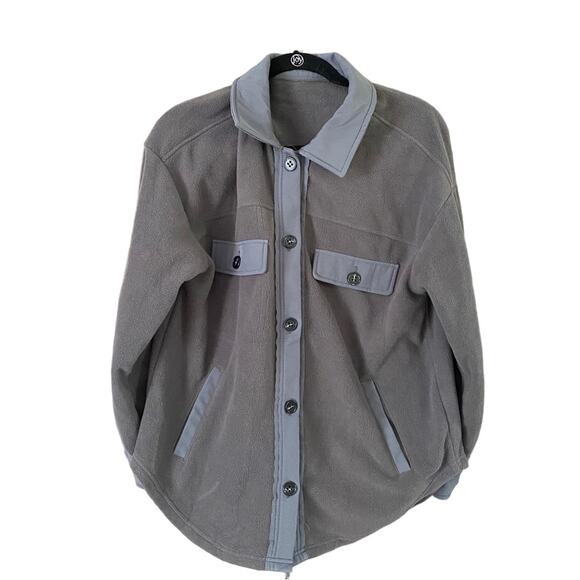 Astylish Fleece Grey Shacket Size Small - Picture 2 of 7